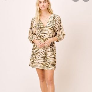 Lovestich Kelia Animal Print Wrap Dress